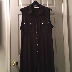 Chico’s Brown sleeveless button front shirt dress